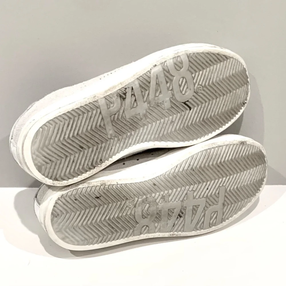 P448 John W Sneakers Softy White Glitter Laces Low-Top Shoes 38 US 7.5 8